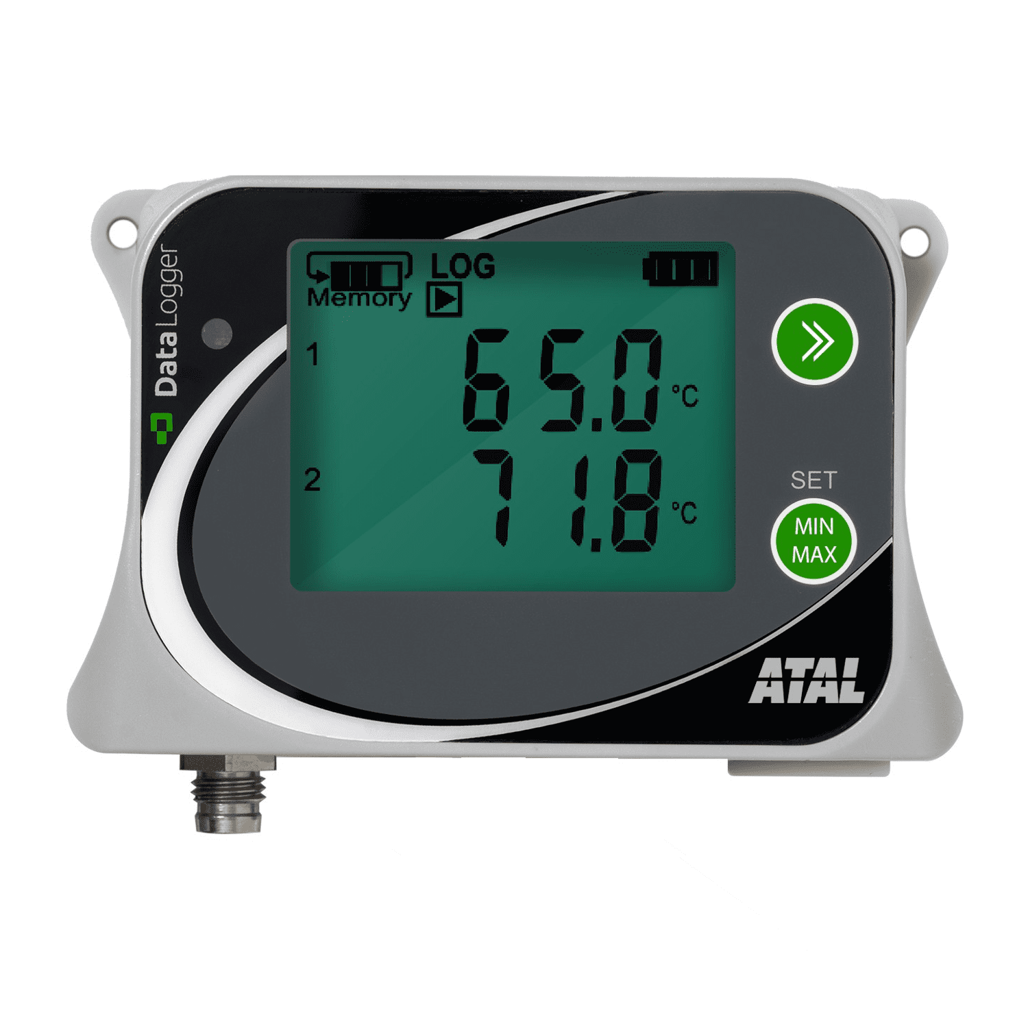 ATU-04 2-kanaals temperatuur datalogger met interne en externe sensor