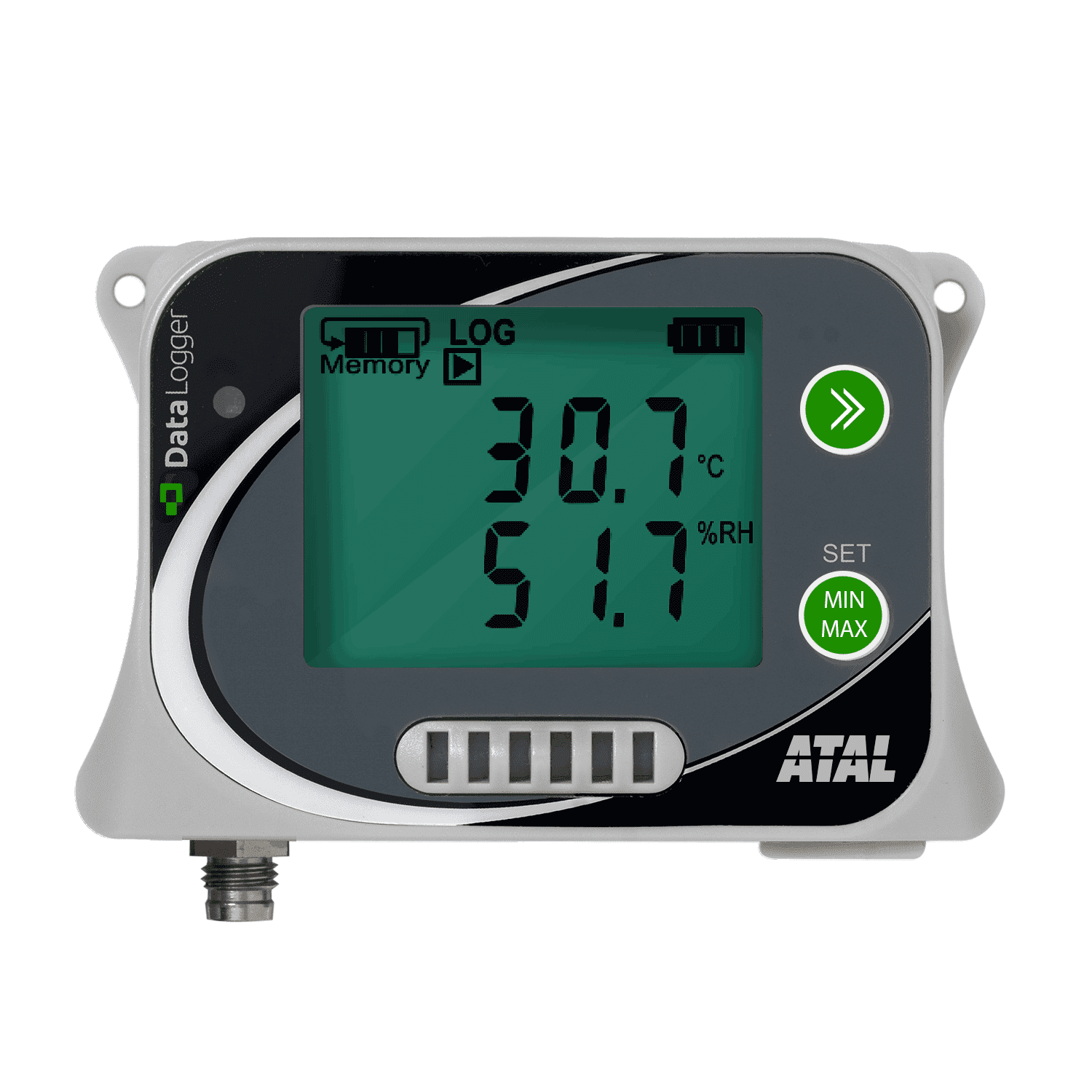 ATU-12 Temperatuur en RV datalogger met interne sensor en externe PT1000 ingang voor extra temperatuursensor
