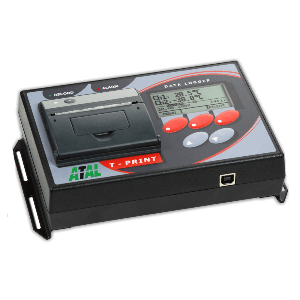 ATP-02 2-kanaals temperatuurrecorder met geïntegreerde printer