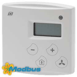 Ruimteregelaar voor 3-traps ventilator met Modbus serie HLS44-3P