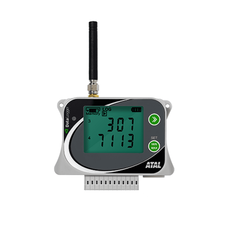 ATR-06-G 4-kanaals data recorder (+4G modem) 2x externe Pt1000, 2x binaire ingang