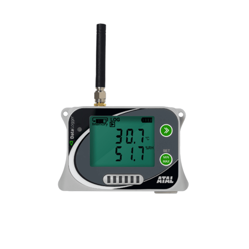 ATR-11-G 2-kanaals temperatuur / RV data recorder (+4G modem) met display