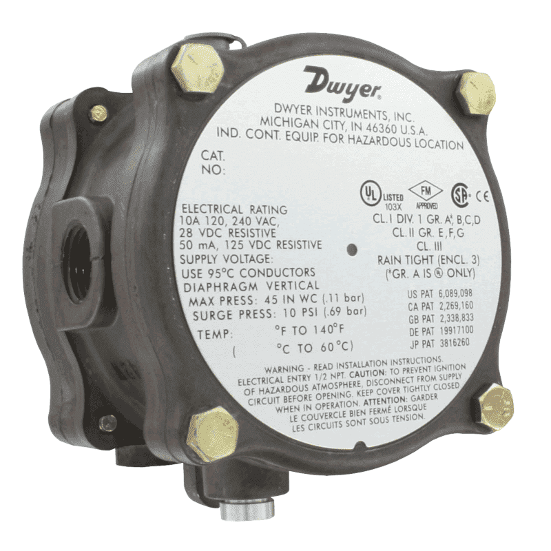 Dwyer drukverschilschakelaar ATEX serie 1950G